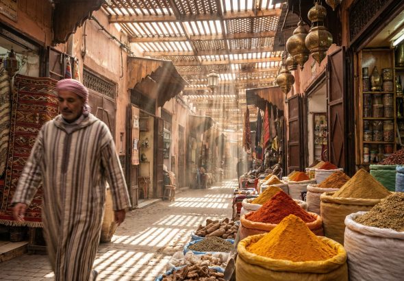 Historische Medina von Marrakesch mit bunten Souks und traditioneller Architektur